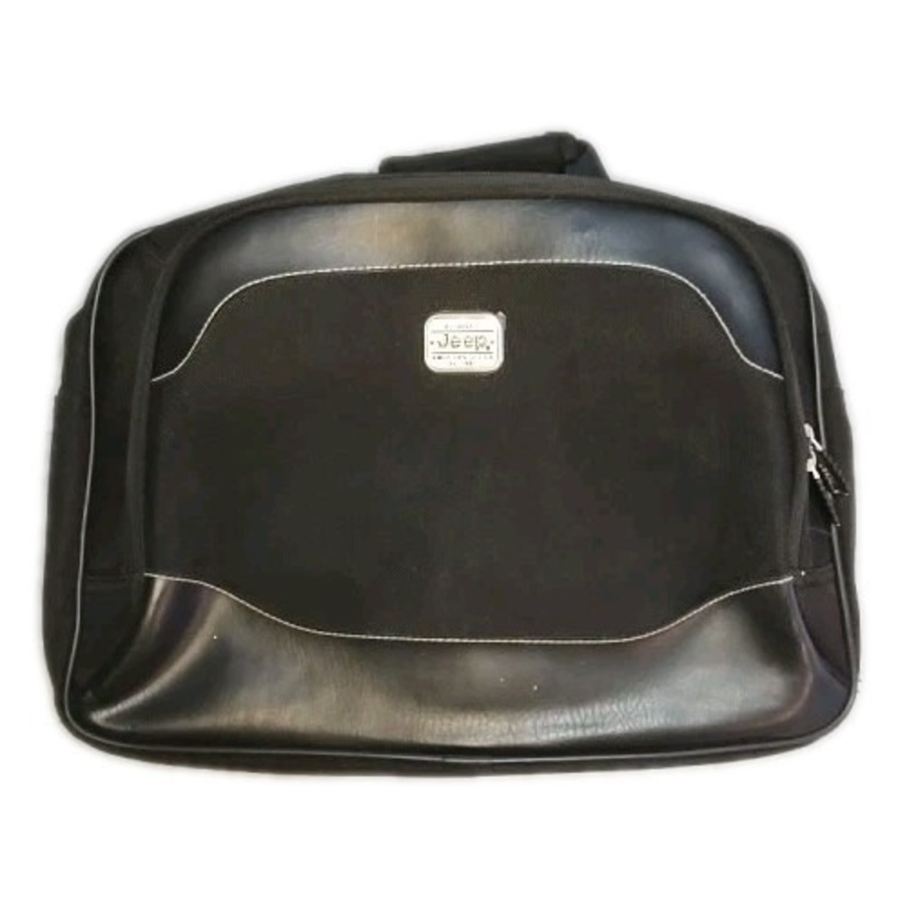 Authentic Jeep Bag Brand Travel Equipment Messenger Black Canvas & Faux Leather